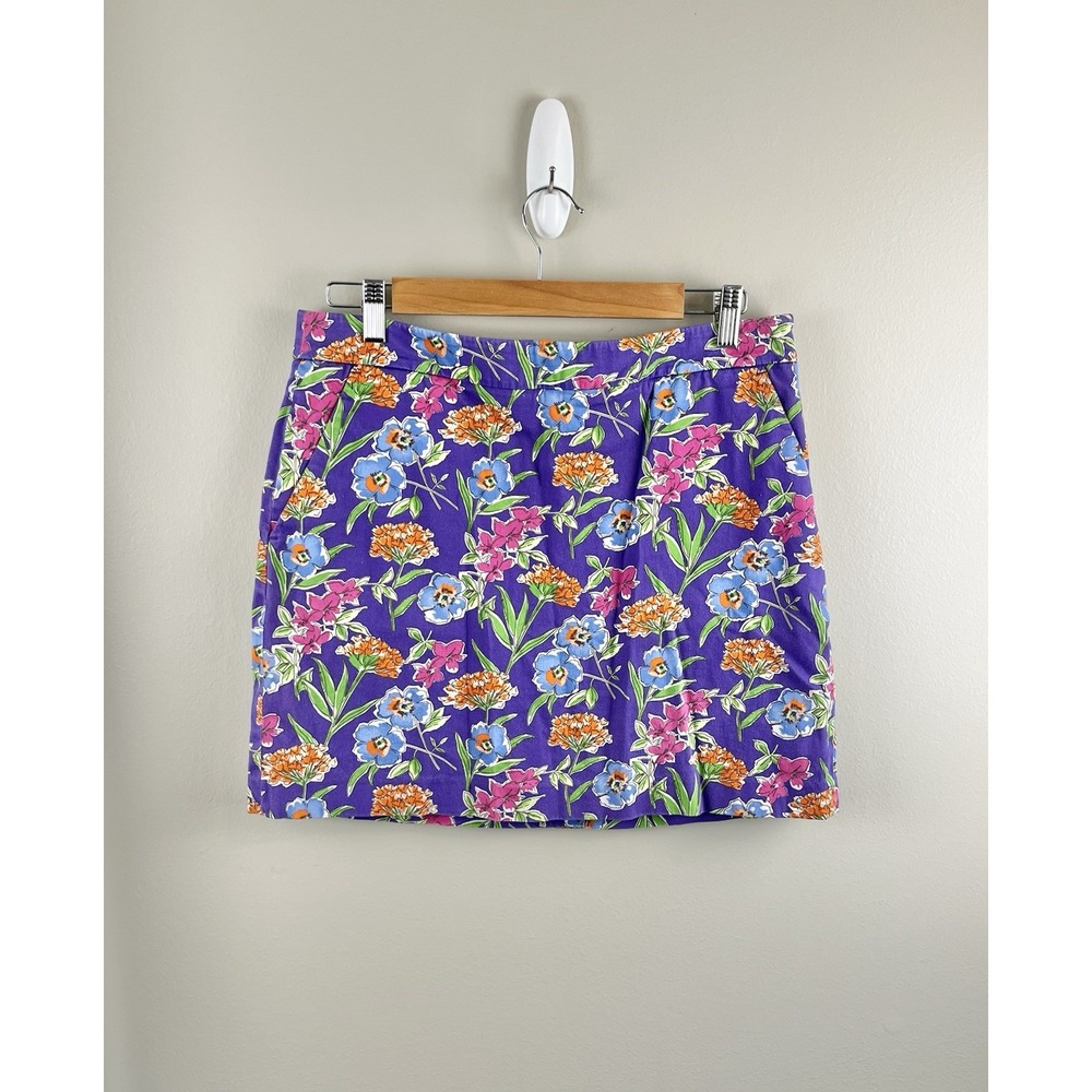RALPH LAUREN GOLF Skirt Skort Womens Sz 8 Purple Floral‎ Side Zip Pockets
